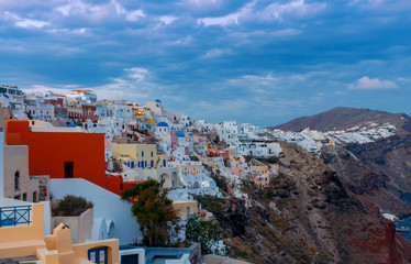 Fototapeta premium View of the village Oia on the sunset.