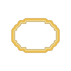 Gold frame. Beautiful simple golden design. Vintage style decorative border, isolated on white background. Deco elegant object. Empty copy space for decoration, photo, banner Vector illustration