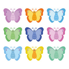 Obraz premium Colorful butterfly set