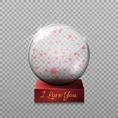 Gift on Valentine's Day, a transparent glass ball isolated vecto