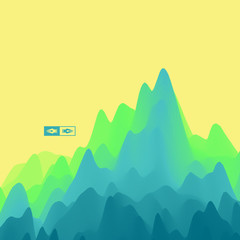 Mountain Landscape. Mountainous Terrain. Vector Illustration. 