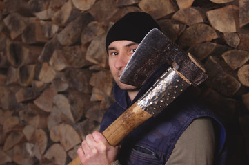 Man chopping firewood