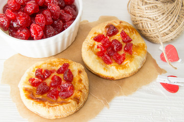 Puff pastry with cherry.