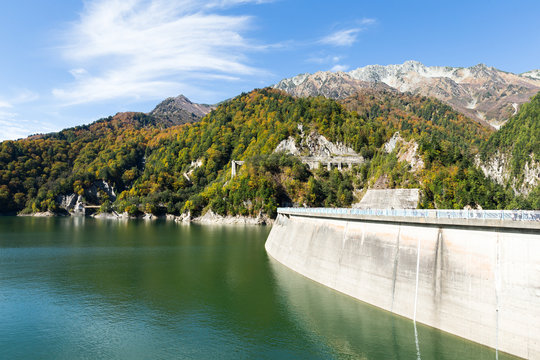 Reservoir of Kurobe dam in Japan