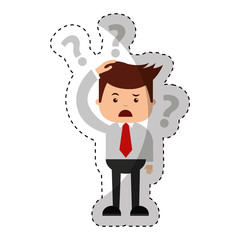businessman funny with Doubt series character icon vector illustration design