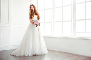 Studio shot of young beautiful bride