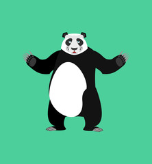Panda Happy Emoji. Chinese bear merry emotion isolated