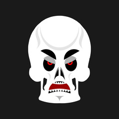 Skull angry Emoji. skeleton head grumpy emotion isolated