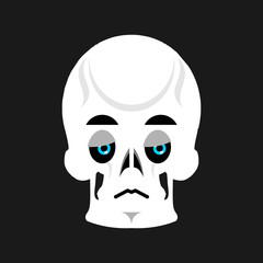 Skull Sad Emoji. skeleton head  sorrowful emotion isolated