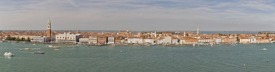 Fototapeta na wymiar Venice lagoon with cityscape aerial panorama, Italy.