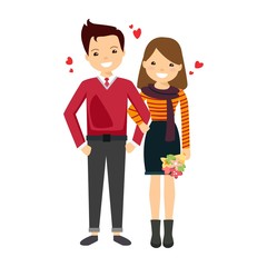 The сouple in love with flowers.