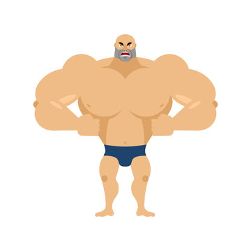 Athlete angry Emoji. aggressive bodybuilder. unkind sportsman. f