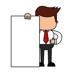businessman funny with document character icon vector illustration design