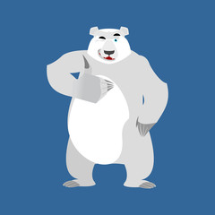 Polar Bear winks Emoji. Wild animal Arctic and Antarctic. Merry