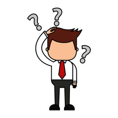 businessman funny with Doubt series character icon vector illustration design