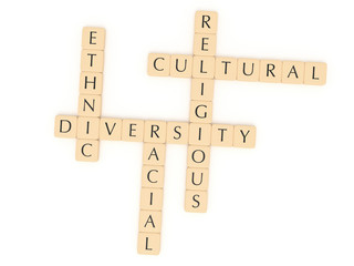 Diversity Concept: Letter Tiles, 3d illustration With White Background