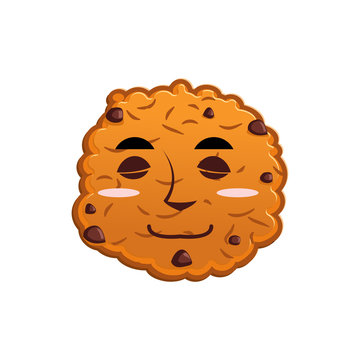 Cookies sleeps Emoji. biscuit emotion sleep. Food Isolated