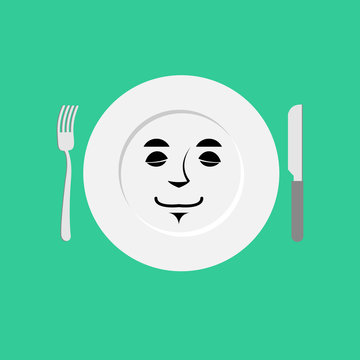 Plate sleeping Emoji. Empty dish isolated asleep emotion