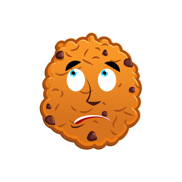 Cookies surprised Emoji. biscuit emotion astonished. Food Isolat