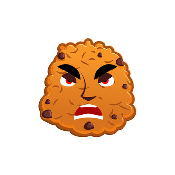Cookies angry Emoji. biscuit emotion aggressive. Food Isolated