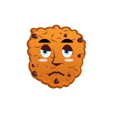Cookies sad Emoji. biscuit emotion sorrowful. Food Isolated