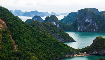 Beautiful view of Halong Bay, Vietnam, UNESCO World Heritage Site, scenic view of islands, Southeast Asia