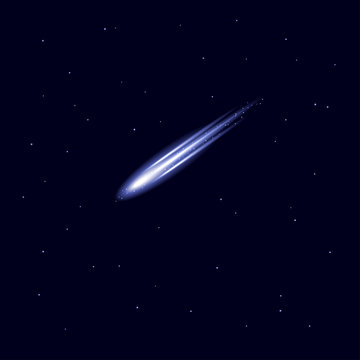 Vector comet, meteor or asteroid shooting isolated on blue background