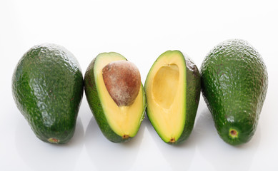 Avocados isolated on white background