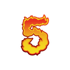 Number 5 fire. Flames Font five. Tattoo alphabet character. fier