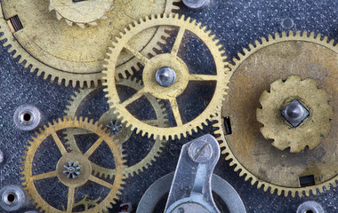 steel and cupper pinion mechanism macro