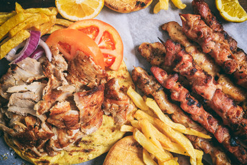 Greek gyros on a pita bread