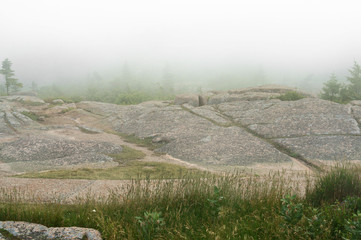Acadia National Park. Fog at top hides all around    