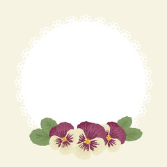 Beautiful vintage blank card template with pansies