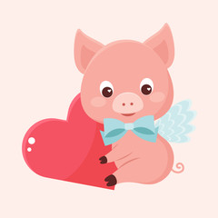Obraz na płótnie Canvas Valentine's Day Pig