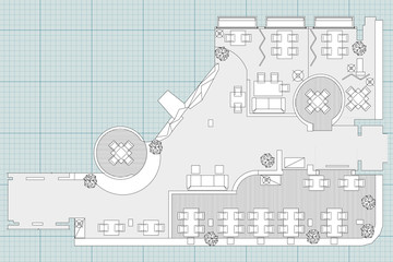 Naklejka premium Standard cafe furniture symbols on floor plans
