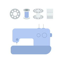 Sewing machine icon with related accessories