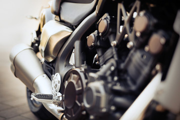 Obraz na płótnie Canvas Closeup of motorcycle parts