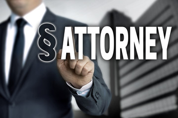 attorney touchscreen is operated by businessman