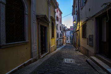 Fototapeta na wymiar Street view in Piran town