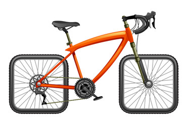 Fototapeta na wymiar Bicycle with square wheels