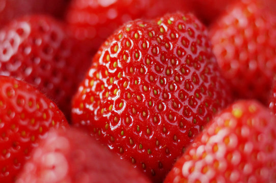 Ripe strawberry photographed close up