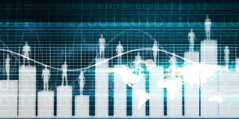 People Standing on a Bar Chart