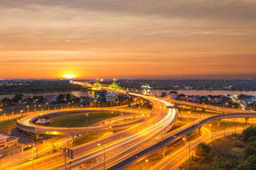 Fototapeta na wymiar Bangkok expressway at sunset, Thailand