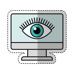 computer monitor with eye isolated icon vector illustration design