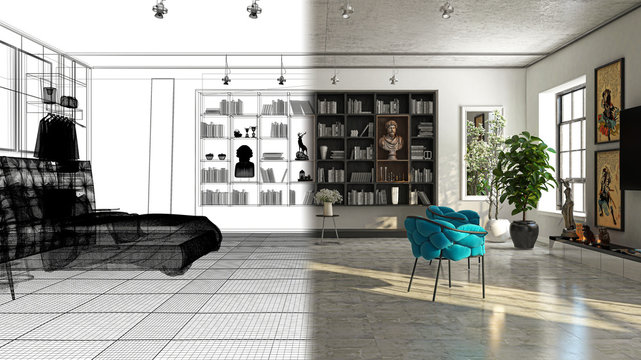 Appartamento, Rendering 3d progetto, interni, Camera Da Letto, Luxury