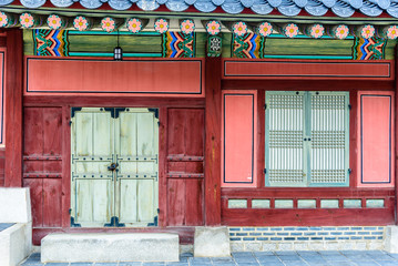 Facade of a building inside Gyeongbokgung Palace in Seoul