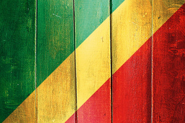 Vintage Congo  flag on grunge wooden panel