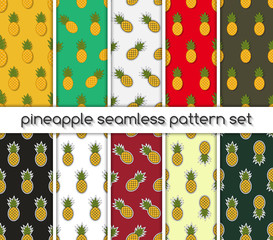 Naklejka na ściany i meble Set with pineapple pattern, seamless texture, wallpaper.