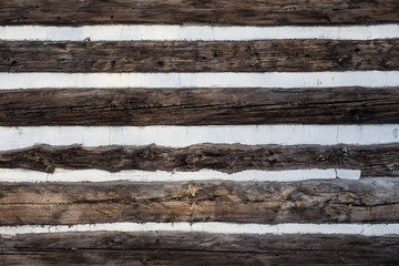 Wall of the timbered cottage - wood texture