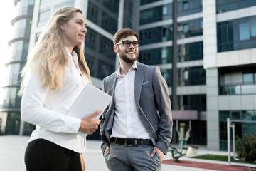 Business people commuting on street